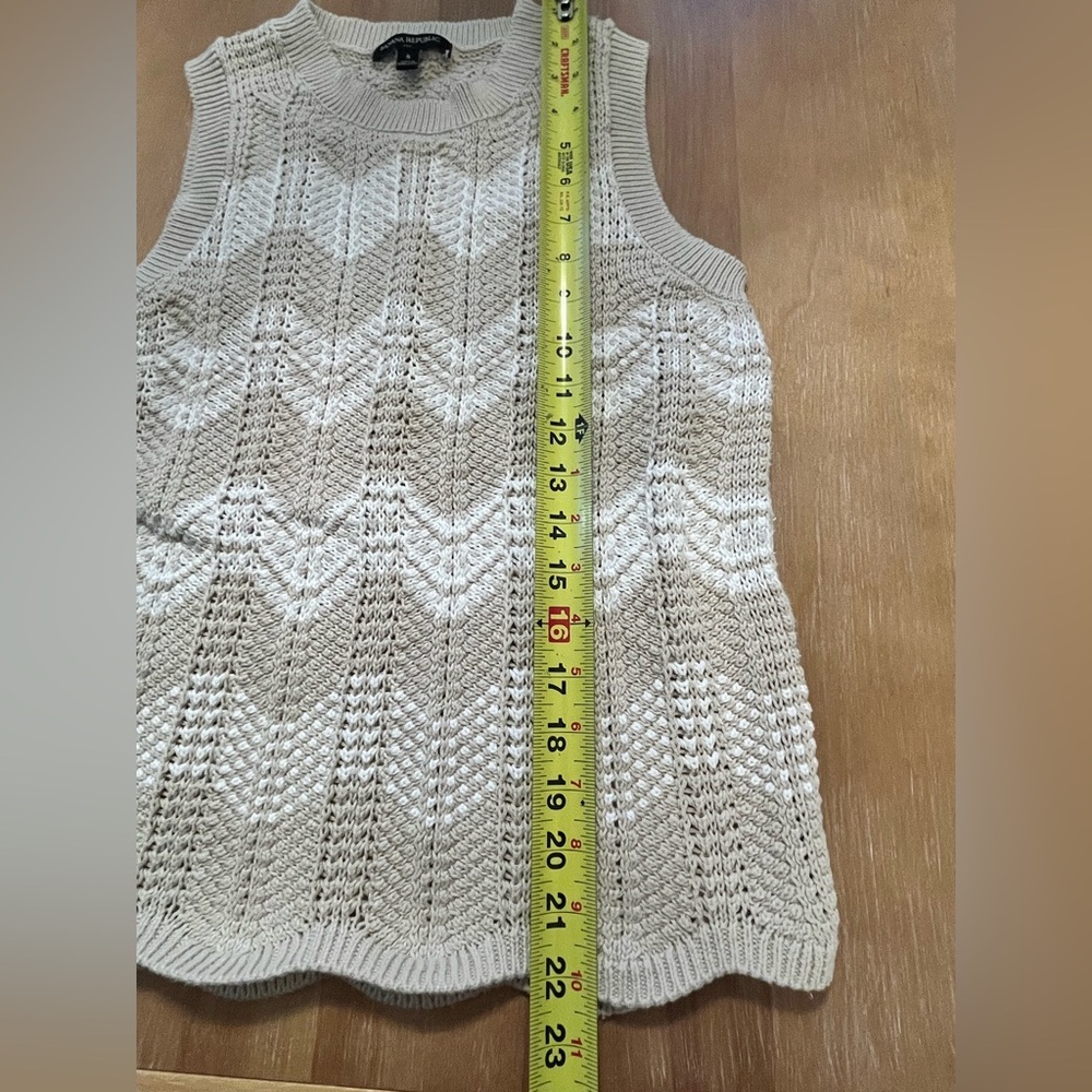 Banana Republic Tank Top Womens  Beige White Chevron Knit Sleeveless Cotton SZ S - Picture 8 of 8